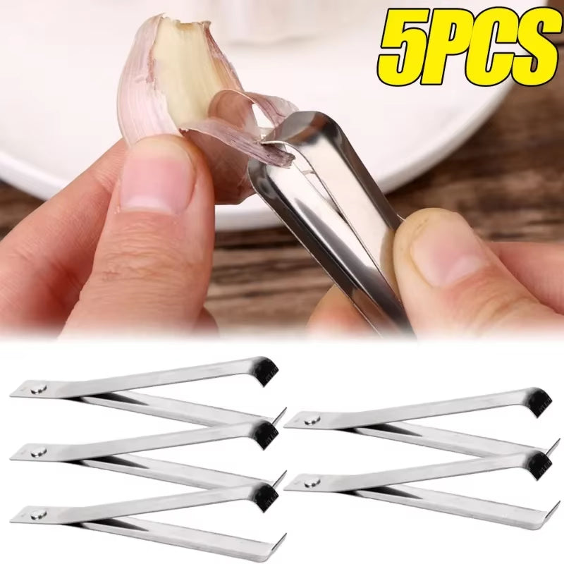 5/1Pcs Garlic Peeling Tool Stainless Steel Peeling Garlic Clips Multifunctional Plucking Pig Hair Manual Tweezer Kitchen Gadgets